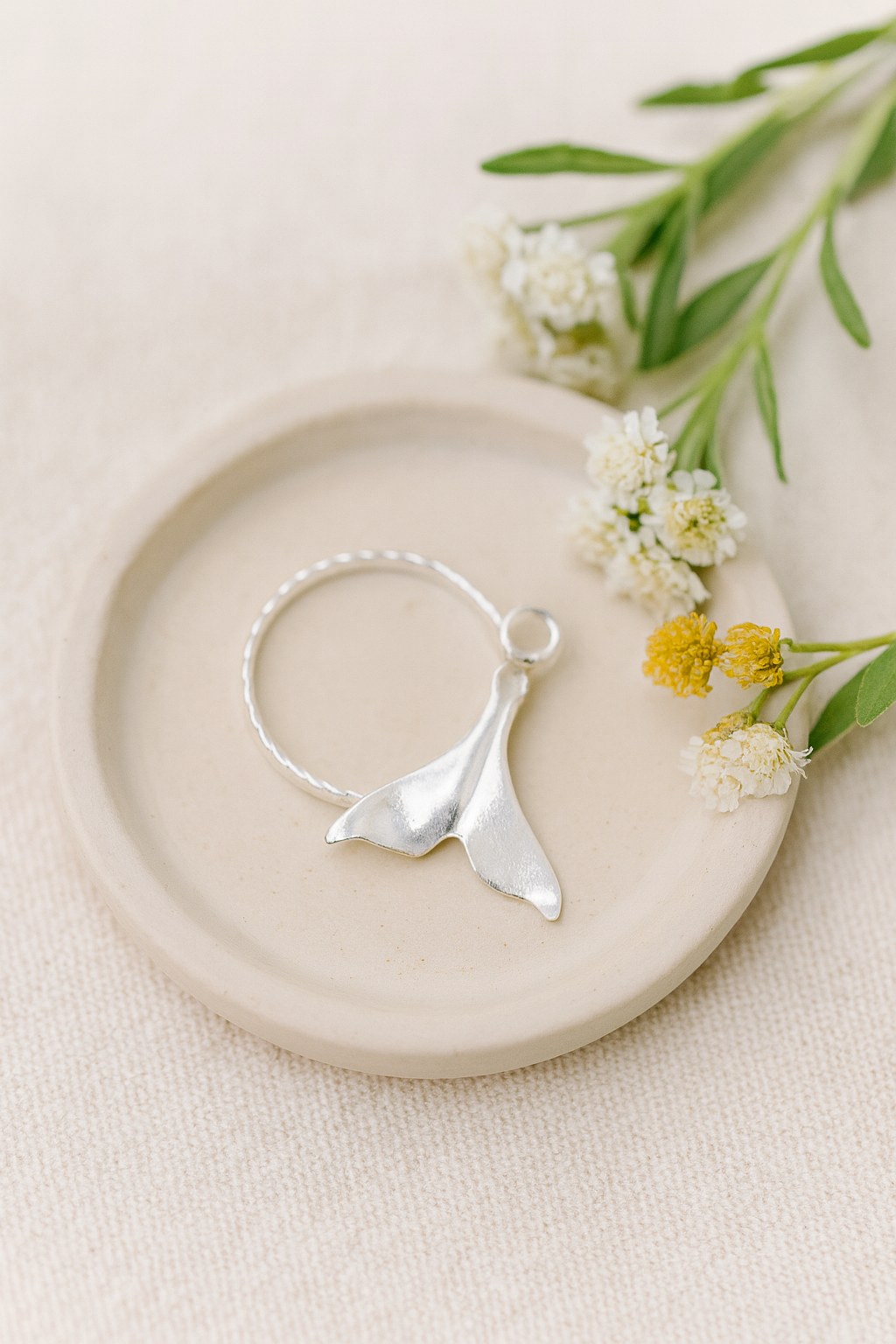 Whale Tail Silver Charm