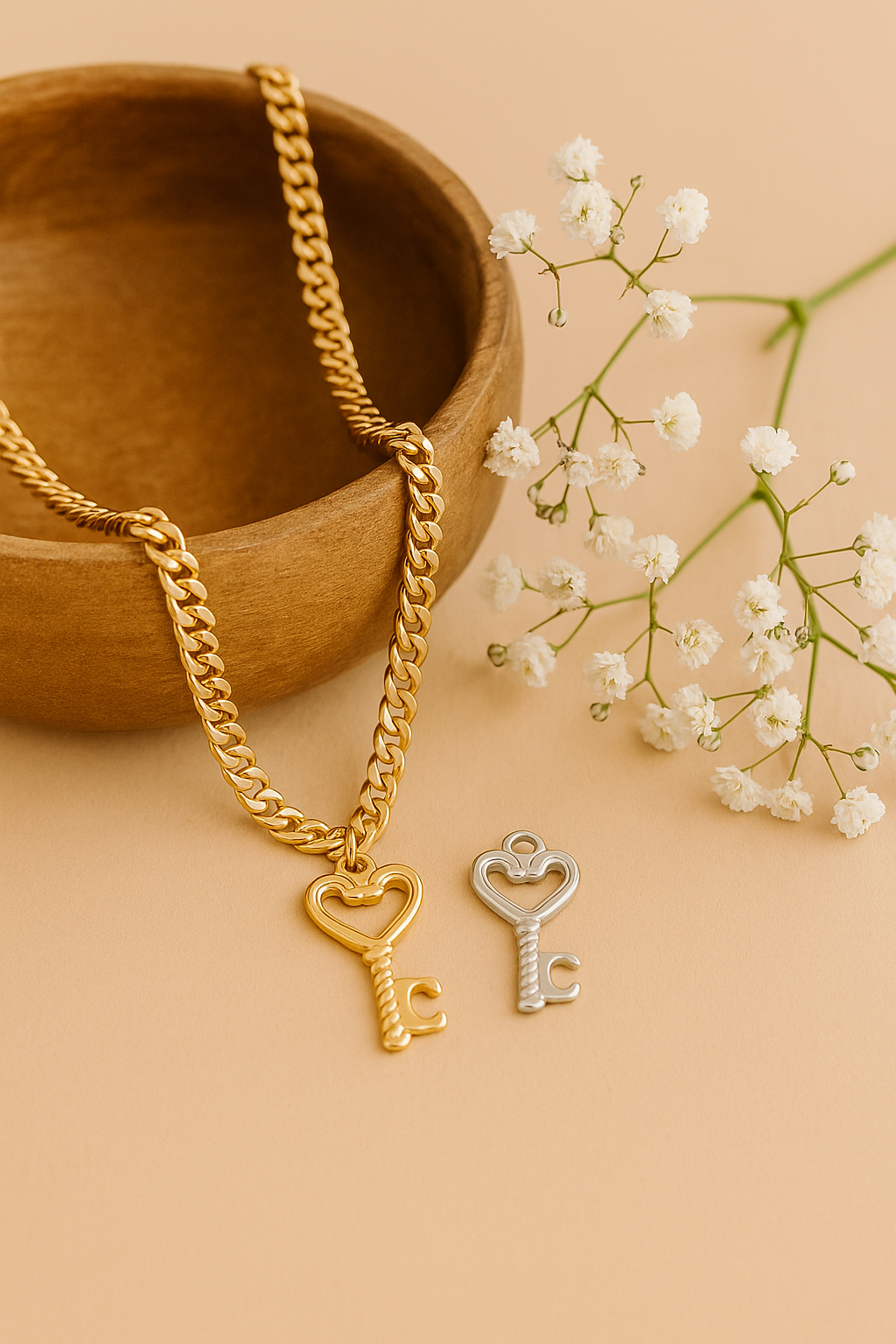 Heart Key Charm