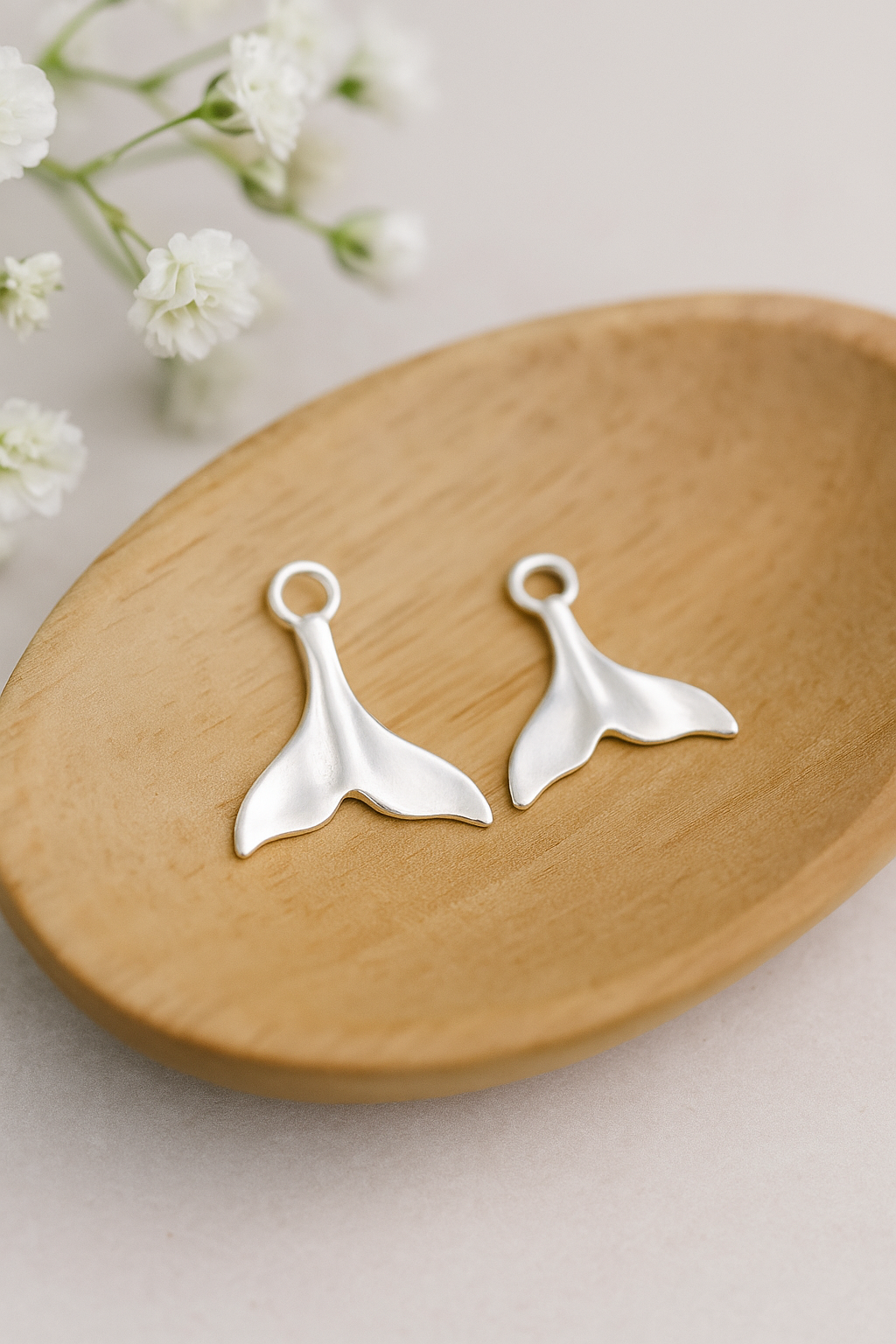 Whale Tail Silver Charm