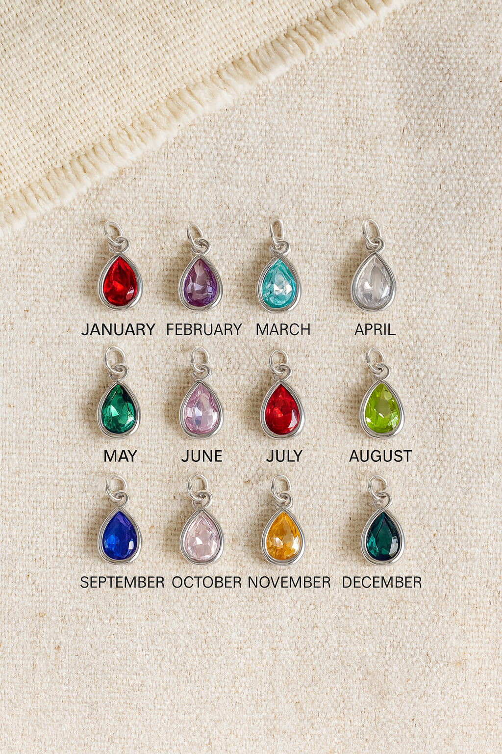 Teardrop Birthstone Charm
