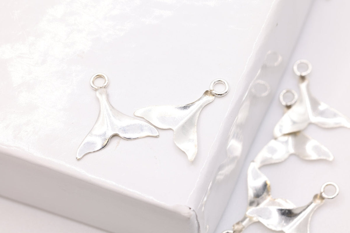 Whale Tail Silver Charm