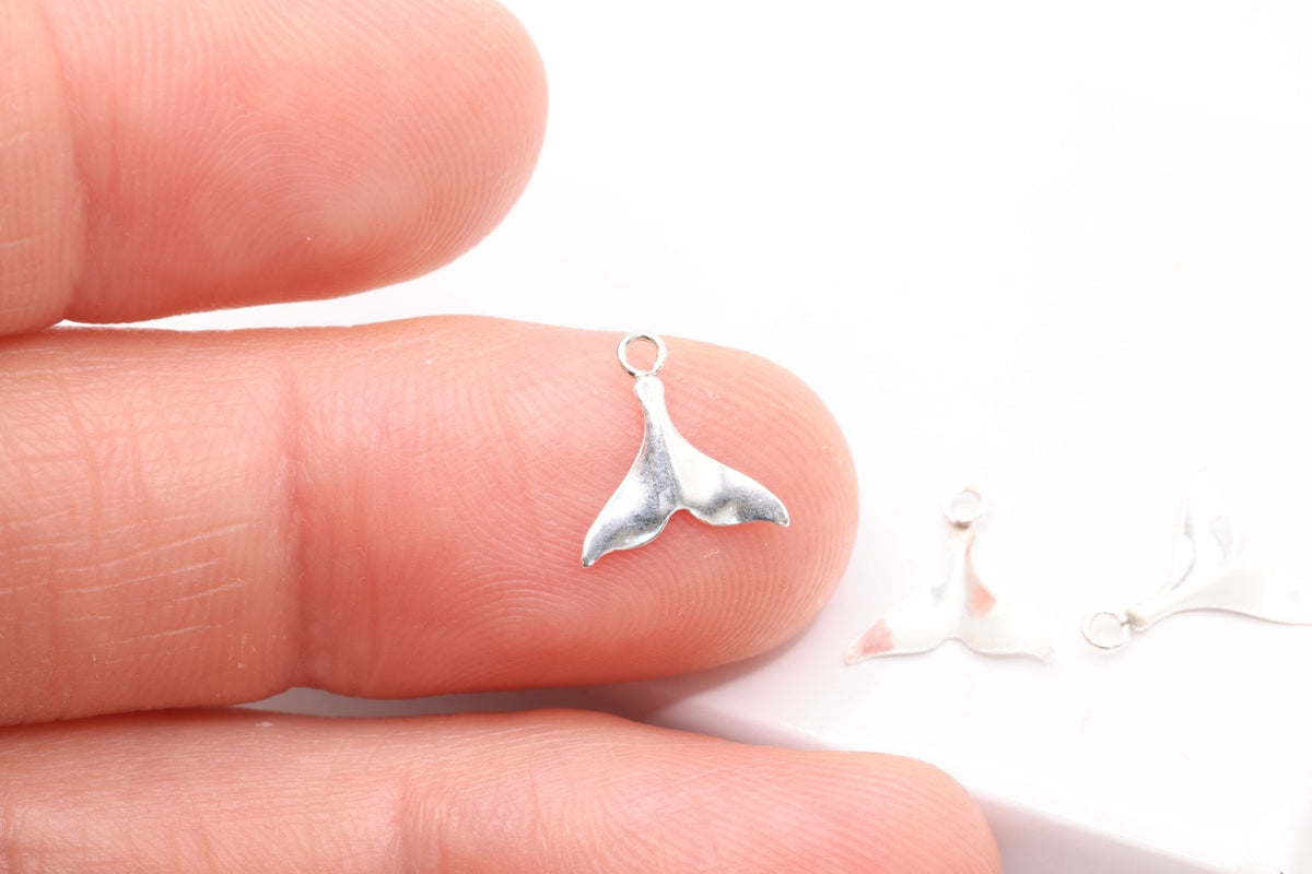 Whale Tail Silver Charm