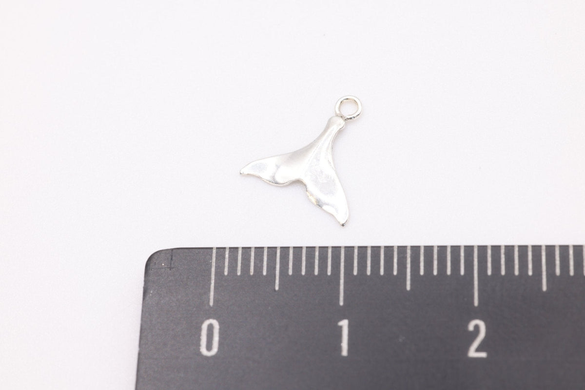 Whale Tail Silver Charm